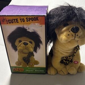 Cracker Barrel Yellow Bulldog Plush with Black Hair Non tested